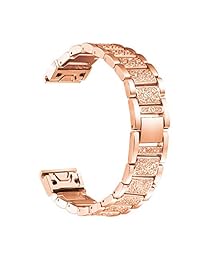 YOOSIDE   Correa de repuesto para reloj Garmin Fenix 5S 5S Plus, de acero inoxidable de 0.787 in de ajuste rápido, con cristales brillantes