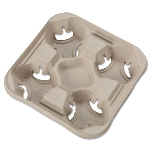 Chinet StrongHolder Molded Fiber Cup Tray, 8-32oz, Four Cups - 300 trays per case.