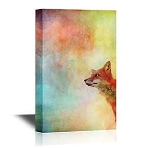Peekaboo Animals Fox on Watercolor Style Background