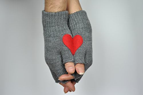 Couple Gloves , Gift For Couples , Mitten For Couples , Lovers Glove , Puzzle Gloves , Handmade Gloves , Valentine's Day Gift , Unique Gloves , "HEART" Tattoo with "Red" Font