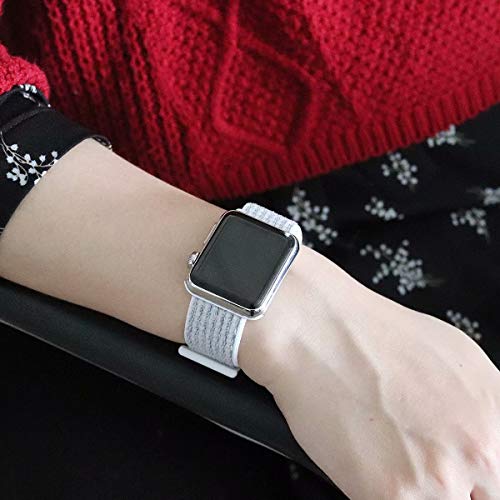 HILIMNY Compatible for Apple Watch Band 38mm 40mm, New Nylon Sport Loop, Adjustable Closure Wrist Strap, Replacement Band Compatible for iWatch Series 4 3 2 1(38mm 40mm, Summit White)
