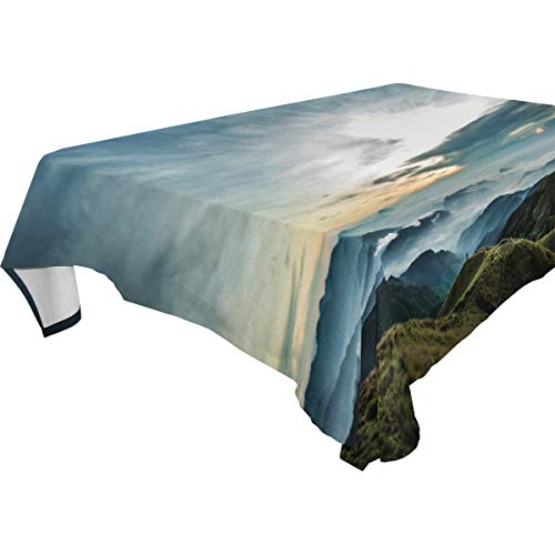 LORVIES Rectangle Lanscape Tablecloth for Wedding Party Holidays Washable Polyester Table Cloth Cover, 54 x 72 Inch - Thumbnail 6