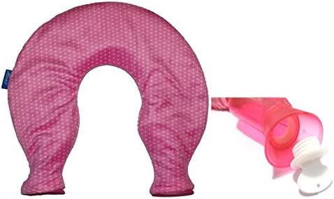 U SHAPE PVC HOT WATER NECK & SHOULDER WARMER BOTTLE - STRESS ACHE PAIN RELIEF RELAXATION AID WITH LUXURY FABRIC COVER (Pink)