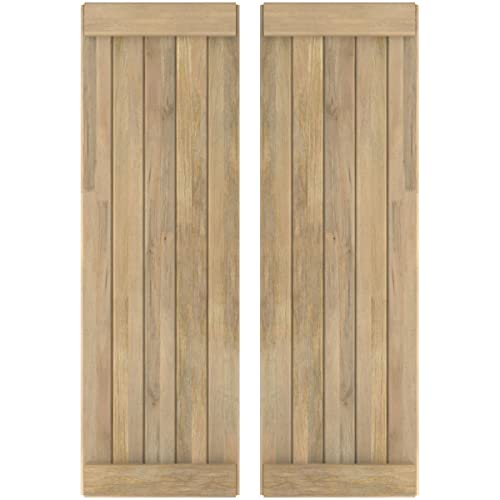 17 1/2"W x 76"H Americraft Five Board Exterior Real Wood Joined Board-n-Batten…