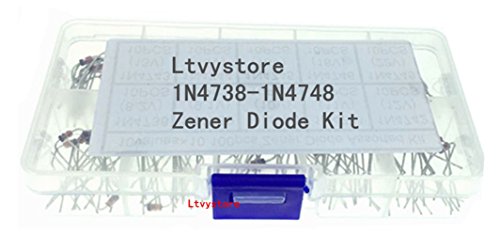Zener Diodes Kit, 1W Axial Leads Through Hole Power Diode Assorted Assortment Box Kit Set (8.2V/9.1V/10V/11V/12V/13V/15V/16V/18V/22V), Range 1N4738~1N4748,Pack of 100, by Ltvystore