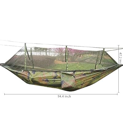 Rusee Camping Hammock with Net Outdoor Hammock Travel Bed Lightweight Parachute Fabric Double Hammock for Indoor… 41lbybBOjrL