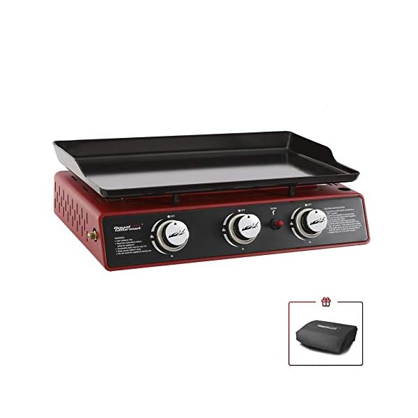 Royal-Gourmet-PD1301R-24-Inch-3-Burner-Portable-Table-Top-Gas-Grill-Griddle-25500-BTUs-Red