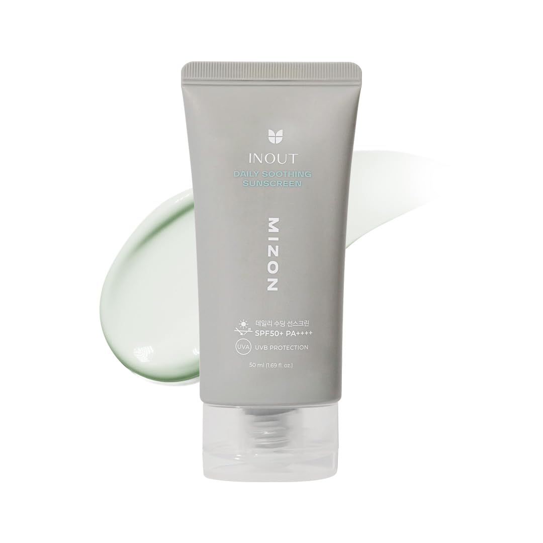[MIZON] INOUT DAILY SOOTHING SUNSCREEN SPF50+ PA++++ (50ML) Korean Skincare - SPF 50 Sun Moisturizer - No White Cast - Suitable for Acne-Prone Skin - Reduces Redness - Cools down skin temp. by 4.42℃