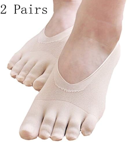 iBuy365 2 Pairs Womens Flesh Low Cut Thin Silk Socks Five Toes Separate Ankle Socks no show toe socks
