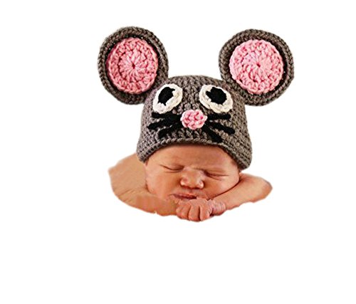 Pinbo Newborn Baby Photography Prop Crochet Knitted Animal Mouse Hat