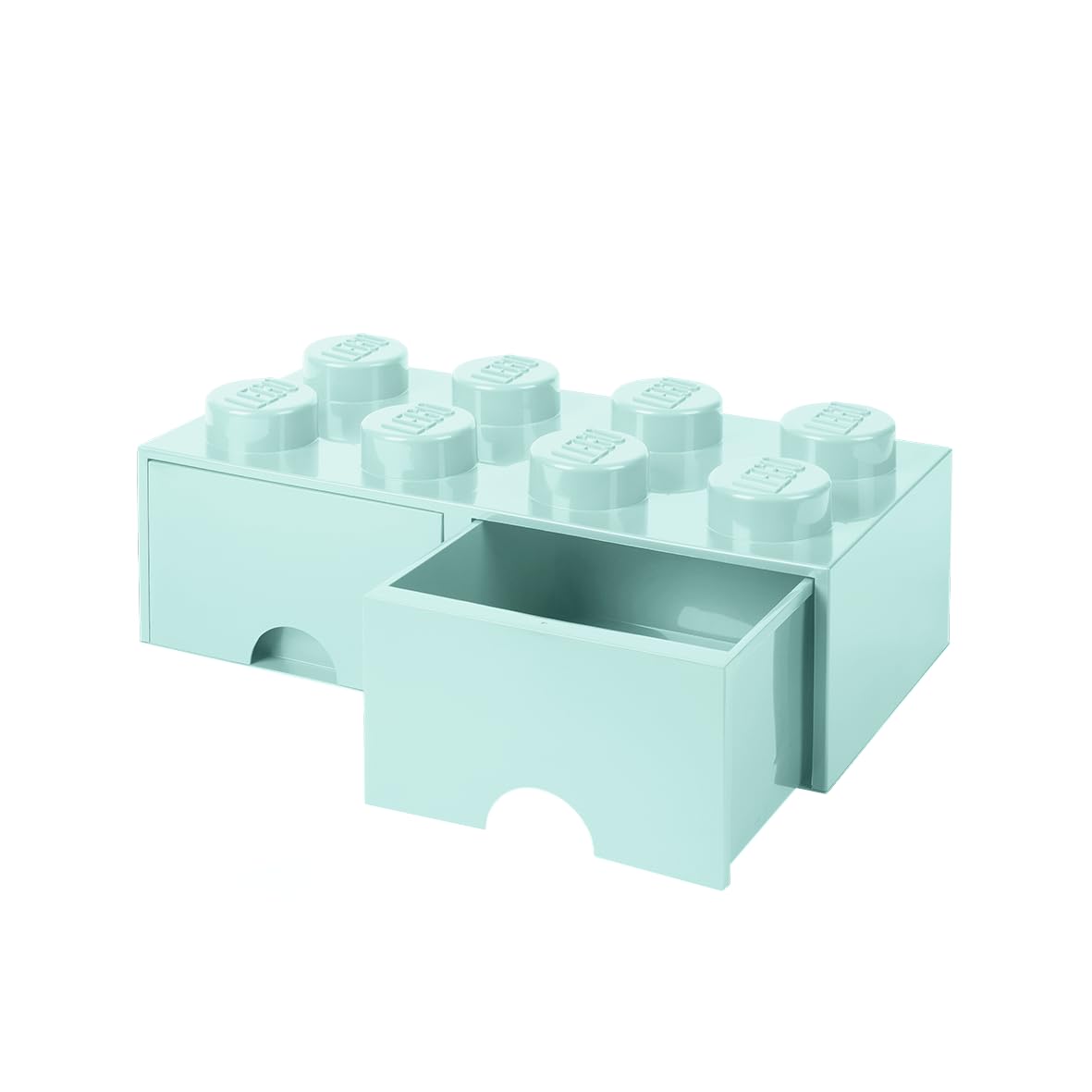 LEGO Brick with 8 Knobs and 2 Drawers AQUA - Storage Box for LEGO Toys Desk Drawers and Office Supplies Stackable Storage Box Home Decoration