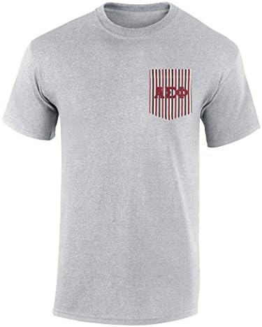 Alpha Sigma Phi American Flag Theme Pocket T Shirt With Twill Letters By California Black Plate Spt Gray L