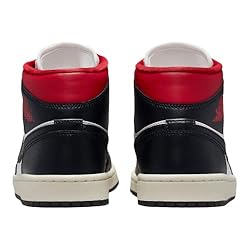 Jordan Women's WMNS Air 1 MID, Black/Gym Red Sail, 8