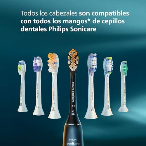 Sonicare G3 Premium Gum Care, cabezales de cepillo dental de repuesto originales, negro, paquete de 6, HX9056/88