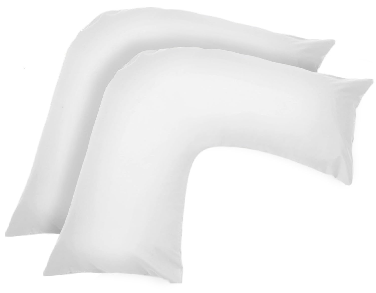 Ghazlan V Shaped Pillow Case Cover - 2 Pack Poly-Cotton Orthopedic Pillowcase To Fit V shape pillows For Back, Neck & Leg Support in Pregnancy, Maternity & Orthopaedic - Body Support Pillow (White) — image 1