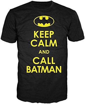 Stabilitees Funny Keep Calm and Call Batman Mens T Shirts, size S, black