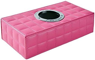 ESKONKE Car Tissue Box Leather Facial Napkin Holder Universal Box Cover for Home Office Car Automotive Decoration (Fashion Pink)