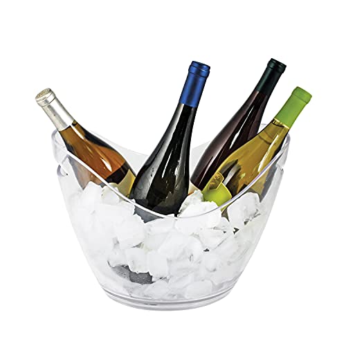 True Chill Clear Ice Bucket, Party tubs for drinks, champagne, Wine, Beer, Soda Acrylic Ice Bucket, 4 Bottle Capacity, 2 Gallon, Clear