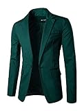 Allegra K Mens Notched Lapel One Button Closure Casual Blazer Dark Green S