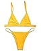 RELTANGL Women's 2 Piece Bikini Triangle Top Brazilian Bottom Swimwear Bikini Set, Yellow, Small (US 2-4)