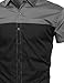 Color Block Button Down Short Sleeve Shirt Black M Size