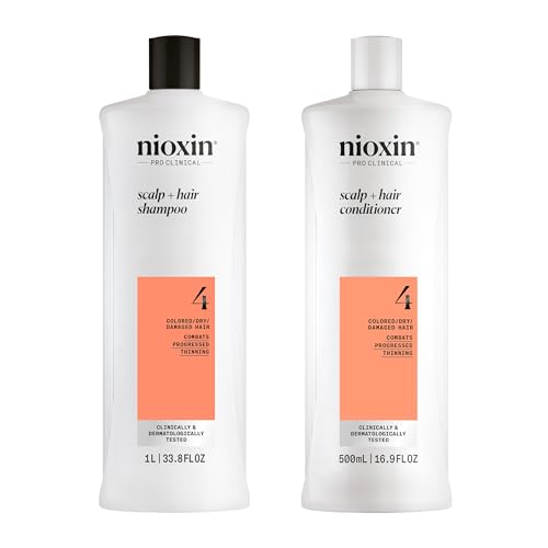 Nioxin System 4 Scalp Cleaning Shampoo and Therapy Conditioner Set for Color Tr…
