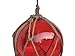 Hampton Nautical Red Japanese Glass Ball Fishing Float with Brown Netting Decoration 8