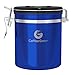 Coffee Gator Coffee Canister 6 Stainless Steel Coffee Container for Ground Coffee w/Date Tracker, Co2-Release Valve, Measuring Scoop & Travel Jar - Medium, Blue