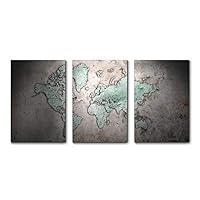 3 Piece Canvas Wall Art World Map Canvas Prints Home Artwork Decoration for Living Room,Bedroom - 24