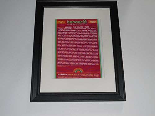 Cleveland Vinyl Framed Bonnaroo 2018 Handbill Poster, 14" by 17" Eminem, The Killers, Muse, Bon Iver, Future, Paramore