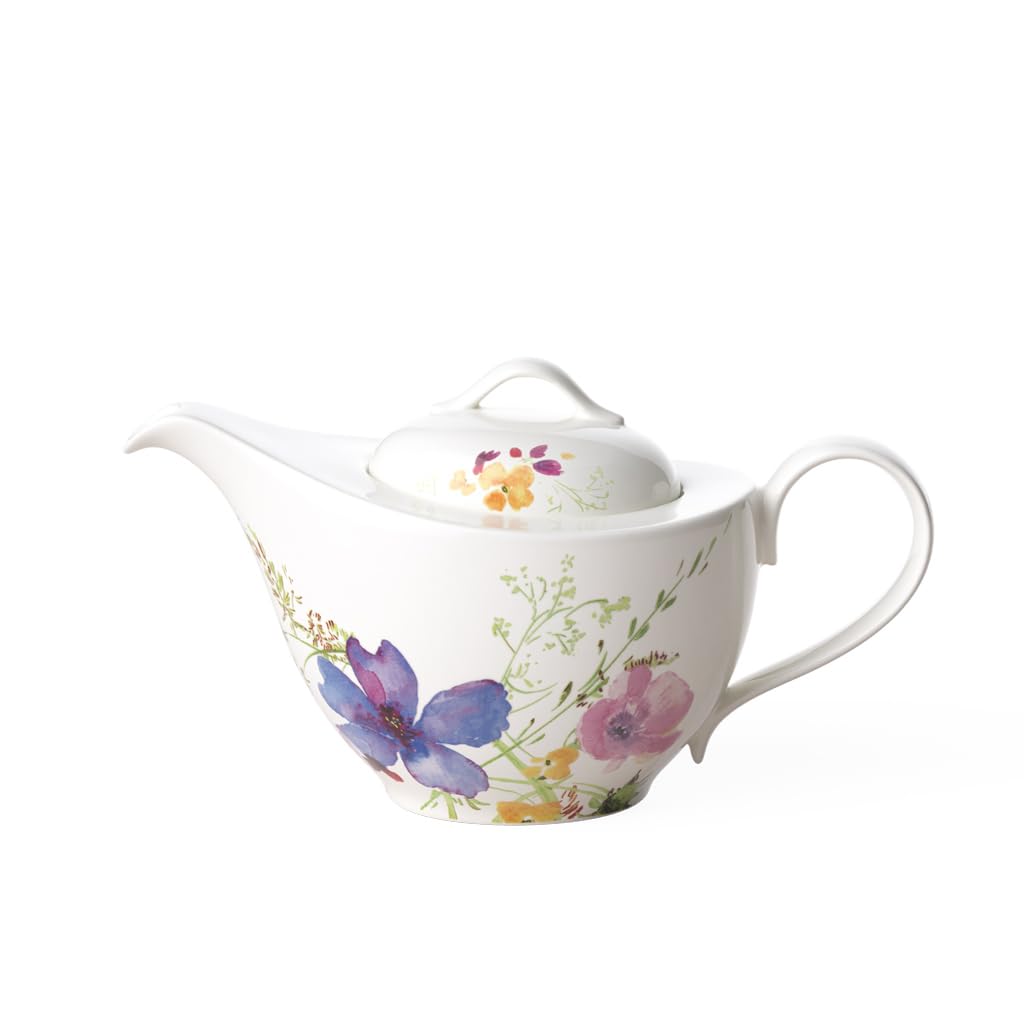 Villeroy & Boch Mariefleur Basic Teapot, 1.2 Litre, Premium Porcelain, White/Multicoloured