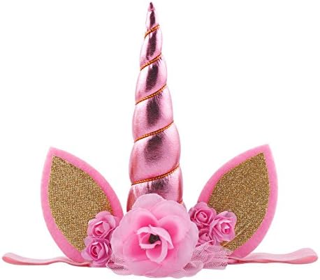 4 Pcs Unicorn Headband Unicorn Birthday Rose Flower Headband Unicorn Party Halloween Christmas Animal Ears