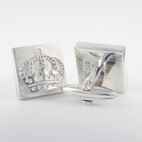 ZAUNICK Square Crown Cufflinks Sterling Silver