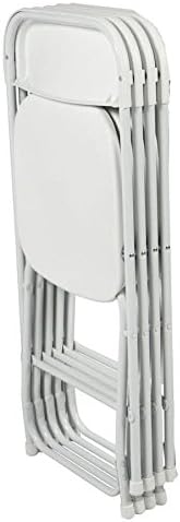 Ontario Furniture Lightweight, Very Comfortable, Lifetime Commercial Grade, Contoured, 800-Pound weight Capacity, Premium Steel Frame White Metal Folding Chair With plastic Seat and Back, - 4 Pack