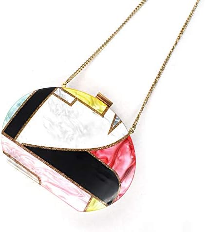Women Evening Bag Simple Clutch Bag Acrylic Splice Box Chain Shoulder Bag Multicolor Purse for Party Wedding