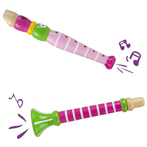 5-piece Wooden Instrument Set for Kids | Princess Pollywog's Music Makers Playset of Toddler Musical Instruments | Includes Tambourine, Maraca, Recorder, and Noisemakers | Child Size Learning Toys - Image 4