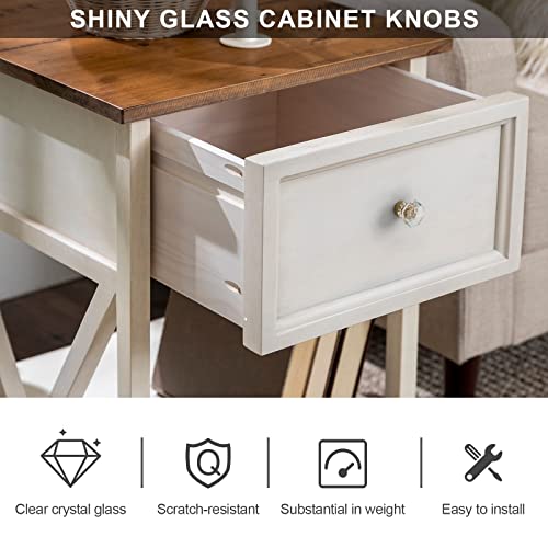 Alzassbg 10 Pack Clear Crystal with Polished Brass Knobs, 13/8