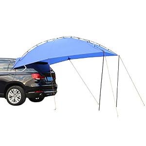 Outsunny Tente Pour Voiture – Tente De Camping – Auvent étanche Pliable Portable – Voile D’ombrage 5-6 Pers. – Fibre Verre Polyester Bleu