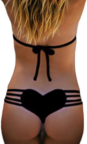 Super Sexy Fashion Heart Swimsuit Women's Bikini Bottoms Separates (s, black)
