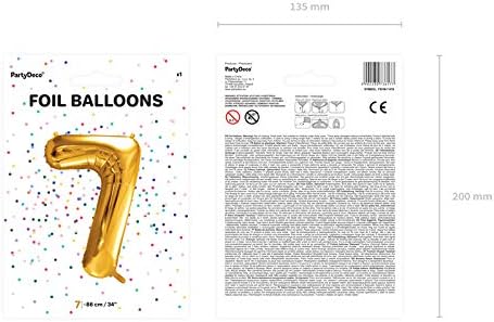 PartyDeco FB1M-7-019 86 cm Foil Balloon Number 7 Gold - Image 4