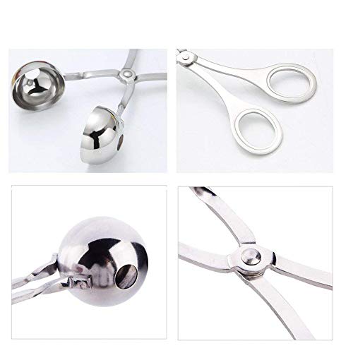 2PC Meatball Scoop Ball Maker, Stainless Steel Meat Baller Tongs, Cake Pop Maker Meatball Maker Melon Baller Cookie Scoop Cake Rice Dough Ice Tongs for Kitchen Tools, Ball Size 1.38"&1.78"