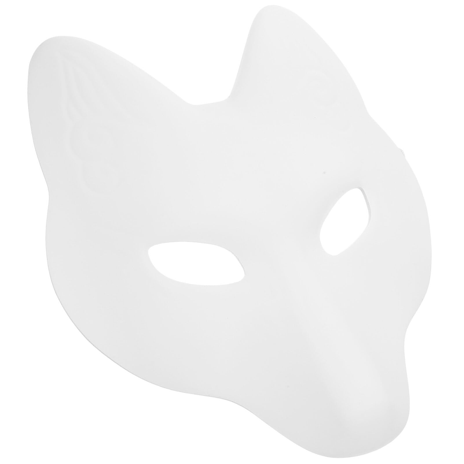 Fox Mask Halloween White Blank Mask DIY Animal Mask for Cosplay Masquerade Parties Costume Accessory
