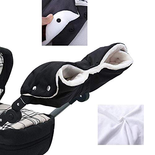 Yizhet Baby Stroller Warm Gloves, Baby Pushchair Windproof Thickening Fleece Hand Muff Extra Thick Waterproof Anti-Freezing Gloves for Baby Carriage/Pram