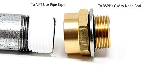 G Thread (BSP) to NPT (US Thread) Pipe Fitting Adapter with G Thread Bonded Washer Seal Included 1/2" MG x 1/2" FNPT 2 Pieces - Thumbnail 3
