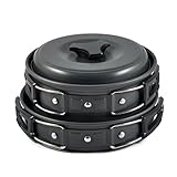 Junadael Lightweight Outdoor Camping Cookware Outdoor Hiking Picnic Travel Essential Pots and Pans Suit