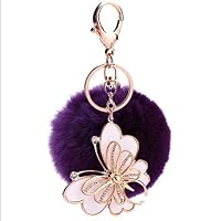 ColorWind New Trend Butterfly Key Chains Creative car Keychain Couple Bag Key Chain Rex Rabbit Plush Ball Key Ring Bag Pendant 3