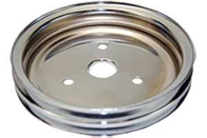 Pirate Mfg Chrome Steel SWP Double Groove Crankshaft Pulley, Compatible with Chevy SBC 283-350