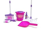 Dazzling Toys Little Girls Just Like Mom Cleaning Set. Set Includes Broom, Dust Brush, Pail and More