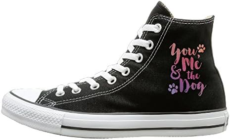 MAMAMU You-me-and-the-dog Unisex Flat Canvas Wear-resisting High Top Sneaker 42 Black