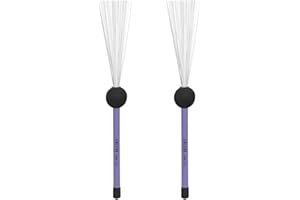 Veemoon Retractable Steel Wire Drum Brush Pair with Metal Handles for Jazz and Percussion Drumstick Cleaning